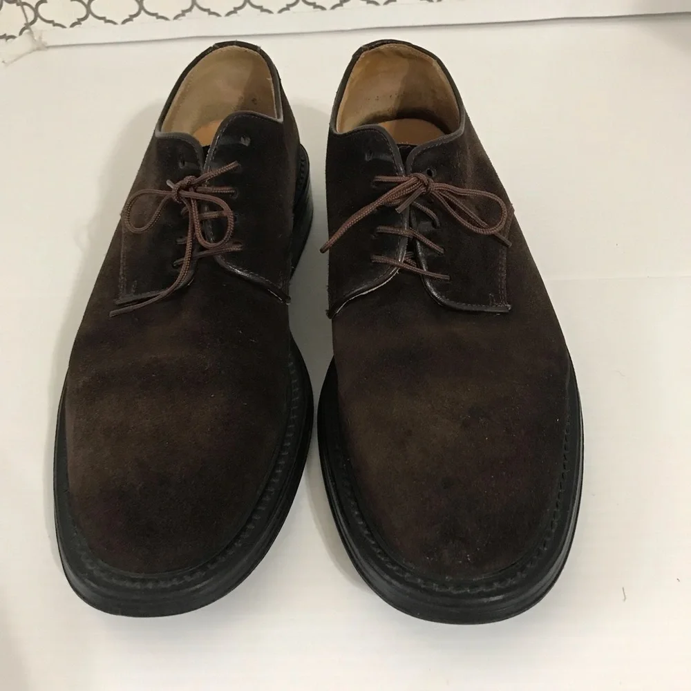 Coach made in Italy Men's Brown Suede Plain-Toe Derby Shoes Size 8.5D